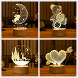 elvesmall Love 3D Lamp Acrylic LED Night Light Valentines Day Gift Wedding Decoration Baby Shower Kids Birthday Party Christmas New Year