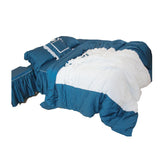 elvesmall Luxury Bedding Sets Queen King Size Solid White and Blue Ruffle Princess Duvet Cover Bedsheet Set Lace Girls Home Europe Bedding
