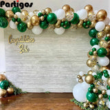 elvesmall  123pcs Green Gold Balloon Garland Arch Gold Confetti White Globos Birthday Party Wedding Valentines Day Anniversary Decoration