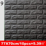 elvesmall  10pcs 3D Wall Sticker Imitation Brick Bedroom Decoration Waterproof Self Adhesive Wallpaper for Living Room Kitchen TV Backdrop
