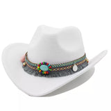 elvesmall Wool Women's Men's Western Cowboy Hat For Gentleman Lady Jazz Cowgirl With Leather Cloche Church Sombrero Caps