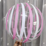 elvesmall 5pcs 18 Inch Pastel Candy Balloons Round Helium Clear Crystal Striped Bubble Balloons Baby Shower Birthday Party Wedding