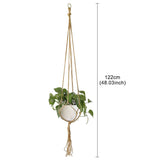 elvesmall Valentine's Day Handmade Flower Hanging Pot Rope Net Macrame Plant Hanger Flower Pot for Home Wall Decoration Courtyard Garden Planter Basket