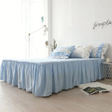 elvesmall  100%Cotton Bed Sets Queen King Size Blue Duvet Cover Bed Skirt Pillowcase for Princess Room Korean Lace Bedding Set Luxury