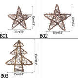 elvesmall Natural Rattan Vine Stars Treetop Decoration Rattan Christmas Tree Ornament Xmas Floral Wreath Hoop Holder Base Christmas Decor