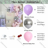 elvesmall Macaron Purple Balloons Garland Chain Wedding Birthday Decoration Pearl White Macaron Lilac Ballon Arch DIY Baby Shower Decor