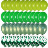 elvesmall 40pcs Green Balloons Set Chrome Metallic Confetti Ballon Jungle Safari Animal Birthday Party Decoration Wedding Balloon Garland