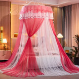 elvesmall Bed Canopy Double Colors Hung Mosquito Net Princess Bed Tent Curtain Foldable Canopy On The Bed Elegant Fairy Lace Dossels