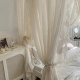 elvesmall Luxury Retro Nostalgia Linen Bed Valance U Shape Rail Mosquito Net Suitable For 1.5M 1.8M 2M Double Bed Bedroom Decoration