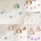 elvesmall 5Pcs Nordic Felt Stars Garland Banner Tent Bed Mat Pendants Baby Shower Bunting Ornaments for Kids Room Hanging Wall Decorations