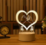 elvesmall Love 3D Lamp Acrylic LED Night Light Valentines Day Gift Wedding Decoration Baby Shower Kids Birthday Party Christmas New Year