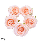 elvesmall 5/10pcs Artificial Rose Head Silk Leaves Flower For Home Wedding Party Gift Box Decoration Fake Flower DIY Christmas Wreath 10cm