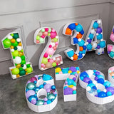 elvesmall Diy Balloons Numbers Mosaic Balloon Filling Box Mosaic Number Alphabet Frames Balloon Decoration Baby Party Anniversary Decor