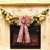 elvesmall 54*25cm Large Christmas Bow Christmas Tree Decoration New Year's Eve Decorations Christmas Party Ribbon Bows Linen Bowknot