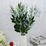 elvesmall 5 Forks Artificial Willow Leaves Green Fake Plants DIY Faux Bouquet Foliage Accessor for Home Wedding Forest Party Decoration