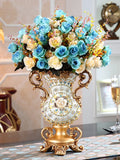 elvesmall Luxury European Resin Vase Stereoscopic Dried Fowers Arrangement Wobble Plate Living Room Entrance Ornaments Home Decorations