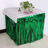 elvesmall 275x75 cm Hawaii Party Decoration Table Skirt Foil Fringe Metallic Tinsel Table Skirt For Wedding Birthday Party Decoration