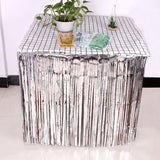 elvesmall 275x75 cm Hawaii Party Decoration Table Skirt Foil Fringe Metallic Tinsel Table Skirt For Wedding Birthday Party Decoration