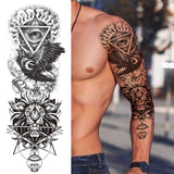 3D Large Flower Rose Temporary Tattoo For Women Men Black Fake Compass Warrior Tattoos Sticker Triangle Full Arm Sleeve Tatoos