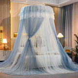 elvesmall Bed Canopy Double Colors Hung Mosquito Net Princess Bed Tent Curtain Foldable Canopy On The Bed Elegant Fairy Lace Dossels