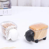 elvesmall Creative portable toothpick Cotton swab storage box Sheep Shaped Table Cosmetic Organizer Box Household