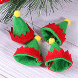 elvesmall 6/12pcs Mini Christmas Elf Caps Design Lollipop Hats Decors Cute Nonwoven Candy Packing Hats Christmas Supplies Xmas Decor