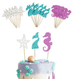 elvesmall  Mermaid Happy Birthday Cake Insert Mermaid Princess Theme Sparkling Ocean Party Decoration Happy birthday party decor kids 1st