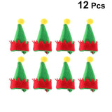 elvesmall 6/12pcs Mini Christmas Elf Caps Design Lollipop Hats Decors Cute Nonwoven Candy Packing Hats Christmas Supplies Xmas Decor