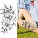 elvesmall Women's Fashion Flower Temporary Tattoos Sticker Fake Rose Feather TatooS Decal Waterproof Body Art Legs Arm Tatoos For Women