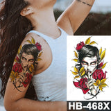 Waterproof Temporary Tattoo Sticker Old School Prajna Demon Knife Fake Tattoos Snake Rose Body Art Arm Fake Tatoo Women Men