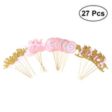 elvesmall 27 Pcs Pink Princess Cake Toppers Chic Cake Picks Cupcake Decoration Topper For Birthday Party Dessert Decoration Baby Shower