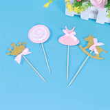 elvesmall 27 Pcs Pink Princess Cake Toppers Chic Cake Picks Cupcake Decoration Topper For Birthday Party Dessert Decoration Baby Shower