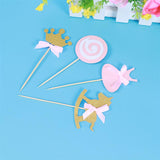 elvesmall 27 Pcs Pink Princess Cake Toppers Chic Cake Picks Cupcake Decoration Topper For Birthday Party Dessert Decoration Baby Shower