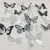 elvesmall 18pcs/set Black and White Crystal Butterflies Wall Sticker For Kids Rooms Art Mural Refrigerator Wedding Decoration Wall Decals