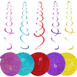 elvesmall 6pcs/pack New Party Decoration Wedding Party Ceiling Decoration Laser PET Double Hanging Swirls Mermaid Party Baby Shower Decor