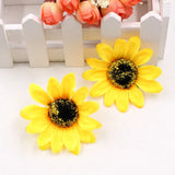 elvesmall 10Pcs Mini Silk Sunflower Artificial Daisy Flower Heads For Wedding Party Decoration DIY Gift Box Wreath Craft Fake Flowers