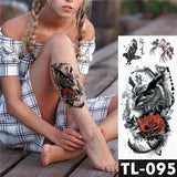 Water Transfer Dark Splash Ink Realistic Roses Temporary Tattoo Sticker Arm Leg Back Pattern Body Art Waterproof Fake Tattoo