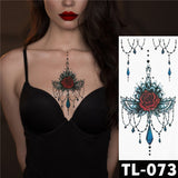 Water Transfer Dark Splash Ink Realistic Roses Temporary Tattoo Sticker Arm Leg Back Pattern Body Art Waterproof Fake Tattoo