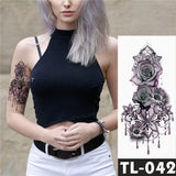 Water Transfer Dark Splash Ink Realistic Roses Temporary Tattoo Sticker Arm Leg Back Pattern Body Art Waterproof Fake Tattoo