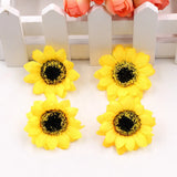 elvesmall 10Pcs Mini Silk Sunflower Artificial Daisy Flower Heads For Wedding Party Decoration DIY Gift Box Wreath Craft Fake Flowers