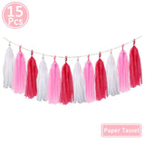 elvesmall 15pcs Rose Gold Paper Tassel Garland Kids Adult Happy Birthday Party Decoration First 1st Baby Boy Girl One Year Banner Supplies