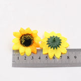 elvesmall 10Pcs Mini Silk Sunflower Artificial Daisy Flower Heads For Wedding Party Decoration DIY Gift Box Wreath Craft Fake Flowers