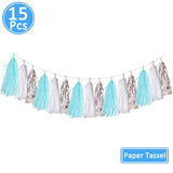 elvesmall 15pcs Rose Gold Paper Tassel Garland Kids Adult Happy Birthday Party Decoration First 1st Baby Boy Girl One Year Banner Supplies