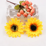 elvesmall 10Pcs Mini Silk Sunflower Artificial Daisy Flower Heads For Wedding Party Decoration DIY Gift Box Wreath Craft Fake Flowers