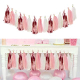 elvesmall 15pcs Rose Gold Paper Tassel Garland Kids Adult Happy Birthday Party Decoration First 1st Baby Boy Girl One Year Banner Supplies