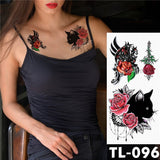 Water Transfer Dark Splash Ink Realistic Roses Temporary Tattoo Sticker Arm Leg Back Pattern Body Art Waterproof Fake Tattoo