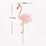 elvesmall 5pcs Cute Pink feather Flamingo Glitter Cupcake Topper Bamboo Sign Baby Shower Birthday Wedding Party Decor Favors Supplies,Q