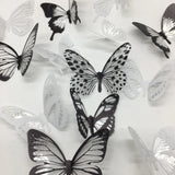 elvesmall 18pcs/set Black and White Crystal Butterflies Wall Sticker For Kids Rooms Art Mural Refrigerator Wedding Decoration Wall Decals