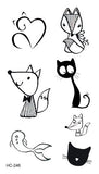 Rocooart Classic Black Tattoo Cat Bird Fake Tattoo Tatuajes Hand Tatouage Body Waterproof Temporary Tattoo Sticker Small Taty