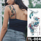 Water Transfer Dark Splash Ink Realistic Roses Temporary Tattoo Sticker Arm Leg Back Pattern Body Art Waterproof Fake Tattoo